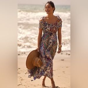 Anthropologie Smocked Gauze Criss-Cross Dress